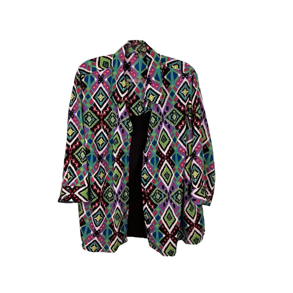 Notations Womens Button Front Blouse Attached Tan… - image 1